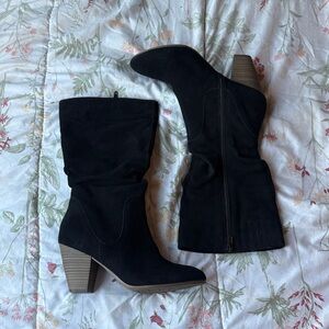 Sonoma Sketch Black Heeled Boots with Tan Heel